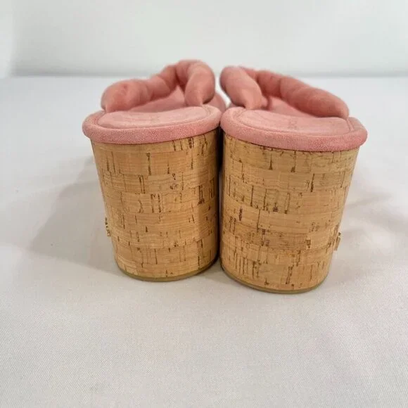 Veronica Beard Geno Wedge Sandals Size 11 Cork Pink Suede